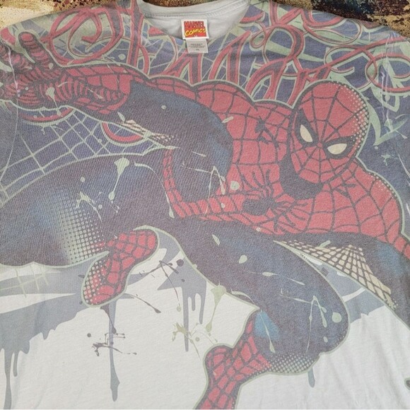 Vintage Spider Man Marvel Shirt AOP All Over Print Comics 2XL RARE 2009 - Picture 6 of 11